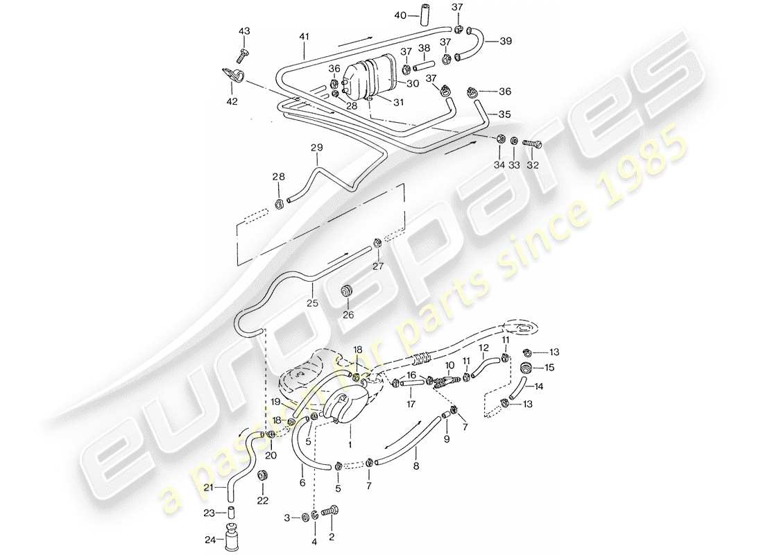 porsche 1975 (911) ventilazione serbatoio - d - mj 1975>> schema delle parti