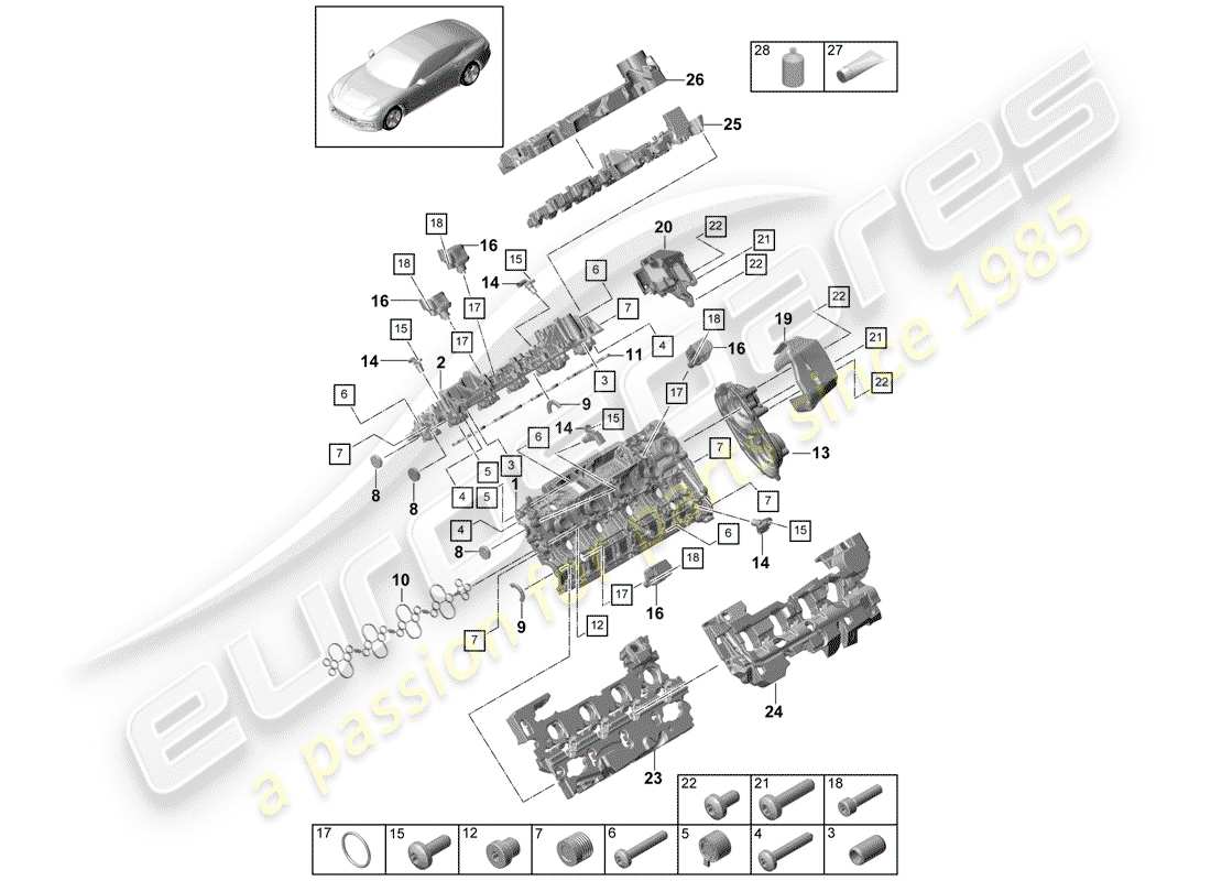 porsche 2020 (panamera 971-1) coperchio della testata diagramma delle parti