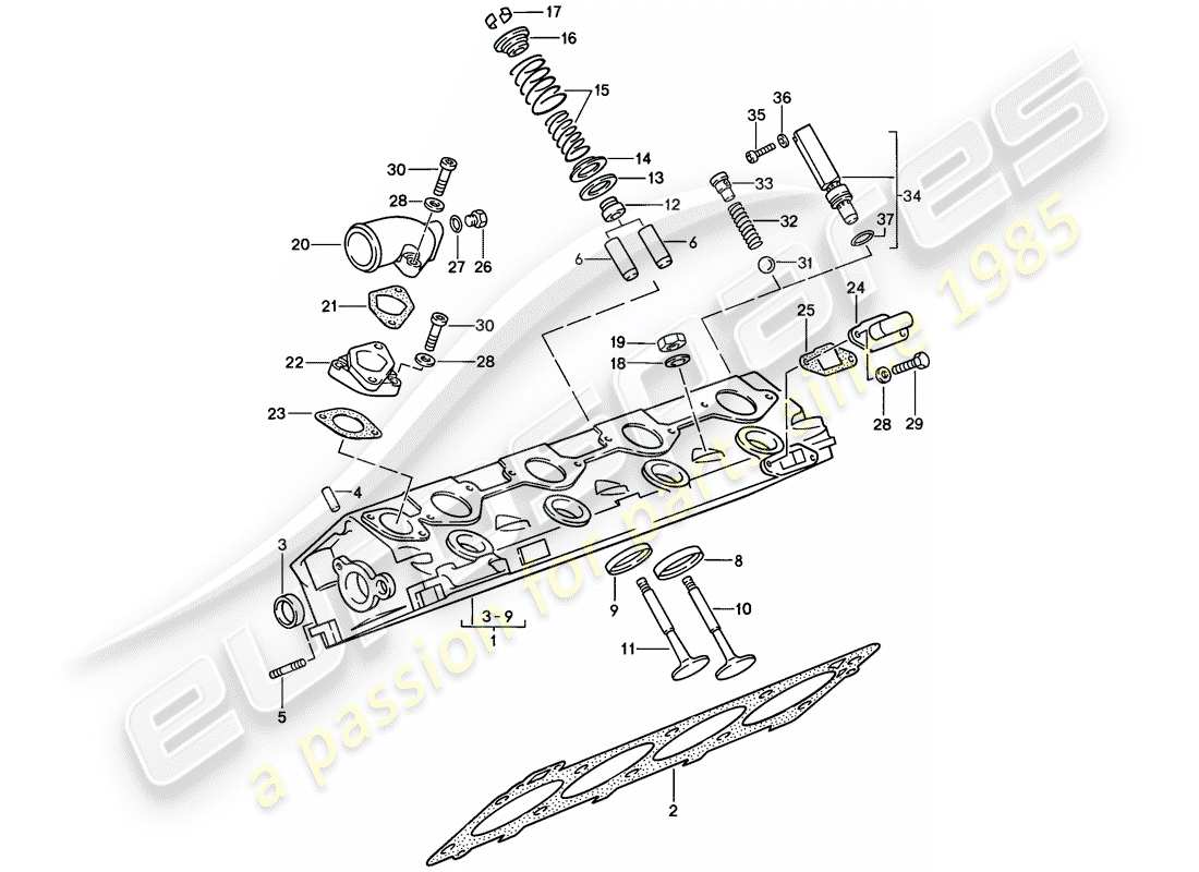 porsche 1986 (944) testata - - valvole diagramma delle parti