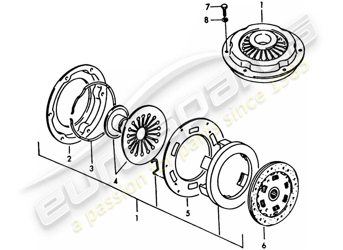 porsche 1950 (356/356a) frizione - g 25 001 >> diagramma delle parti