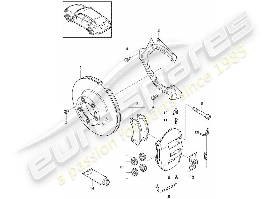 porsche 2014 (panamera 970) freni a disco diagramma delle parti