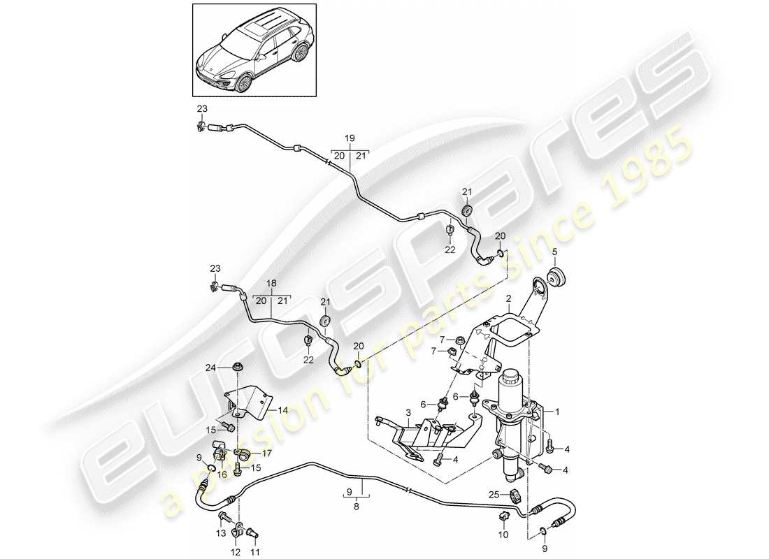 porsche 2014 (cayenne e2 92a) meccanismo di controllo schema delle parti