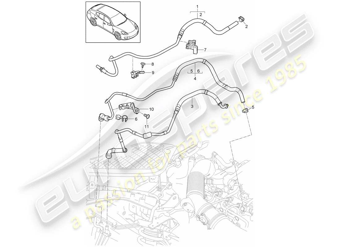 porsche 2014 (panamera 970) sistema di alimentazione carburante diagramma delle parti