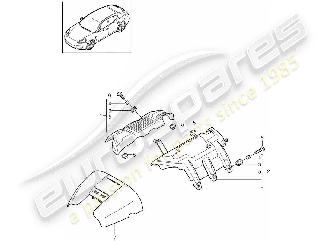 porsche 2013 (panamera 970) schema delle parti copertura motore