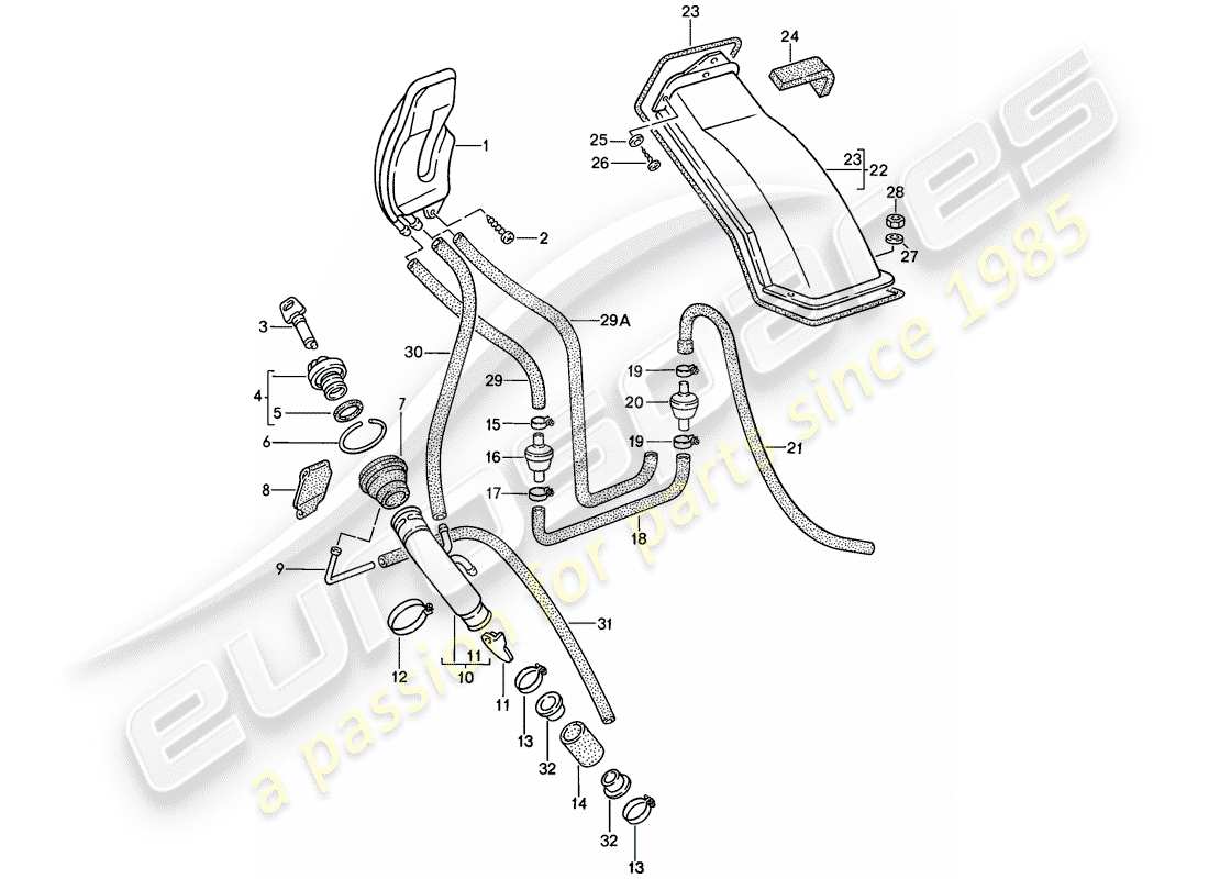 porsche 1986 (924s) serbatoio carburante - 2 diagramma delle parti