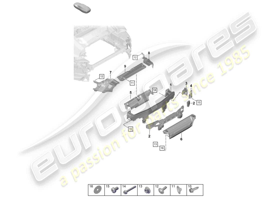 porsche 2019 (992-1) paraurti posteriore e scudo termico 911 diagramma delle parti dakar