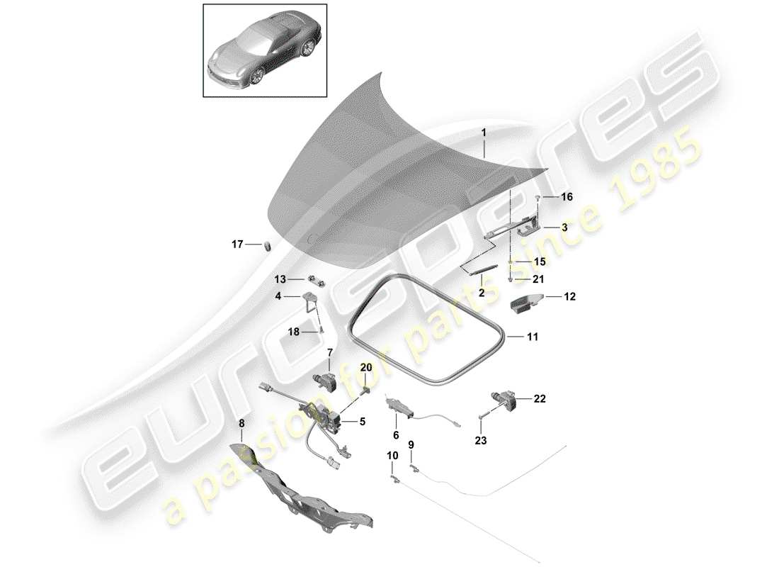 porsche 2020 (991-2 r/gt3/rs) cappuccio diagramma delle parti