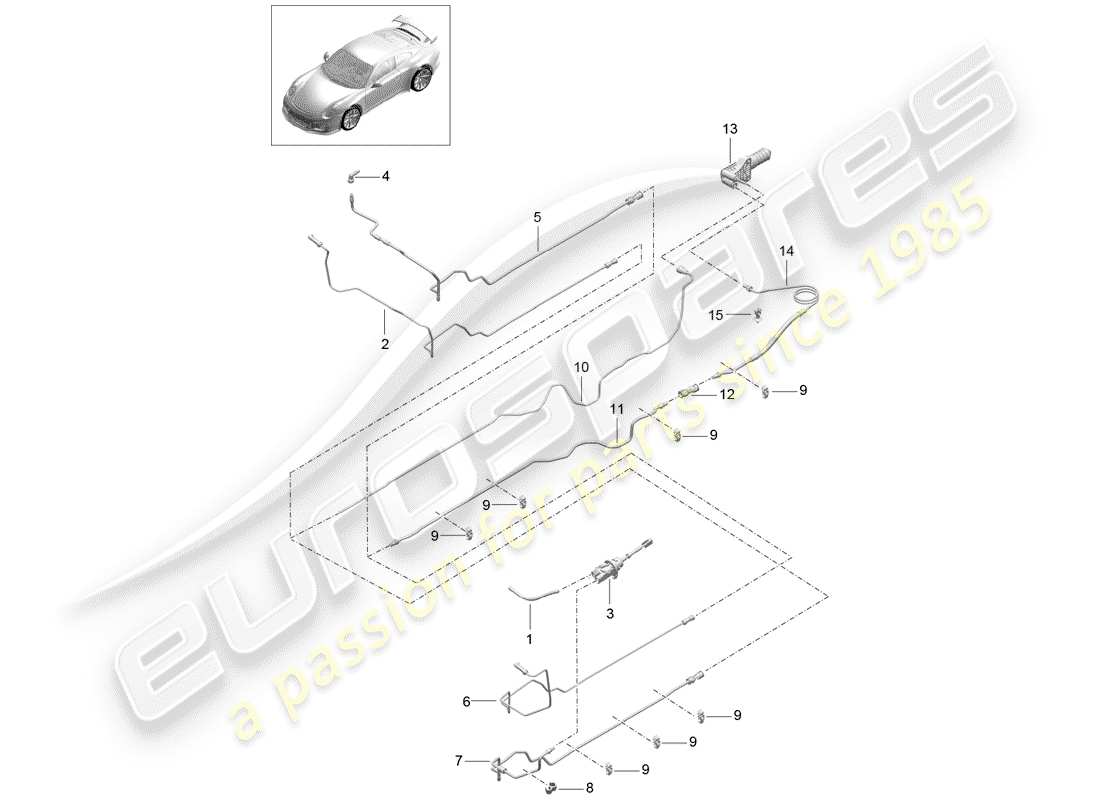 porsche 2016 (991-1 r/gt3/rs) frizione idraulica schema delle parti