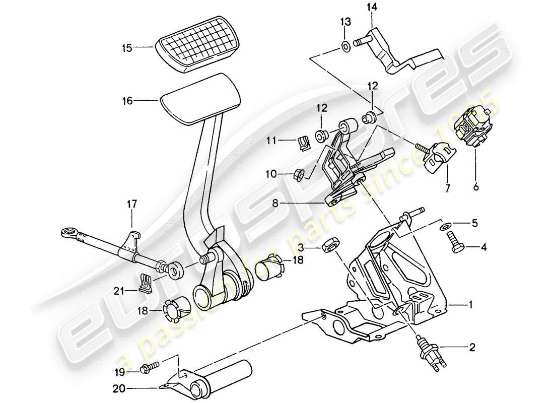 porsche 1996 (993) pedali - tiptronic diagramma delle parti
