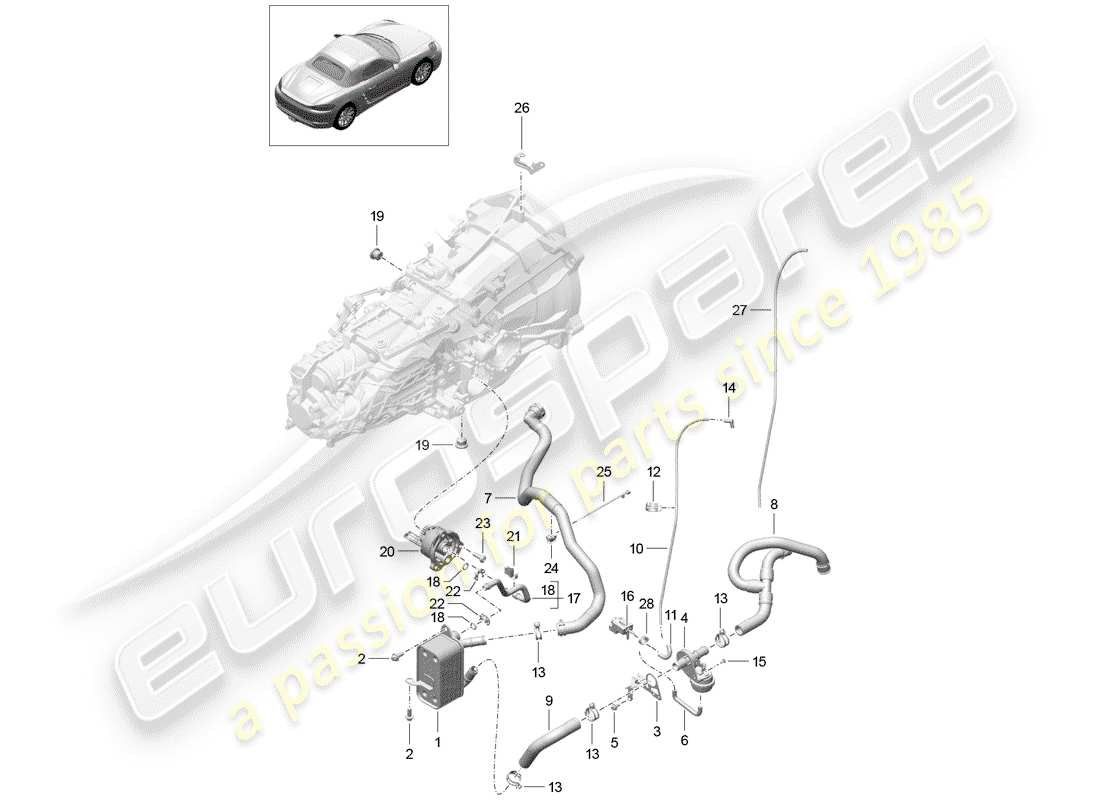 porsche 2019 (718 boxster) cambio manuale diagramma delle parti