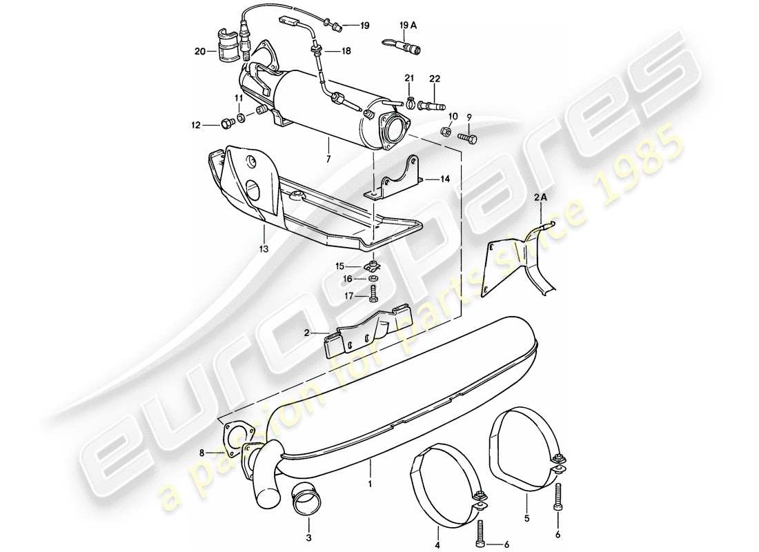 porsche 1986 (911) impianto di scarico diagramma delle parti