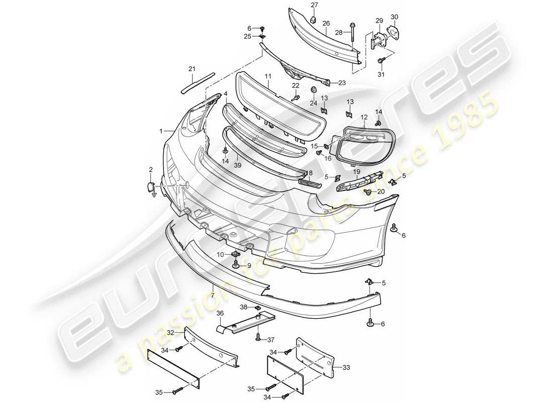porsche 2009 997-2 turbo / gt2 paraurti diagramma delle parti