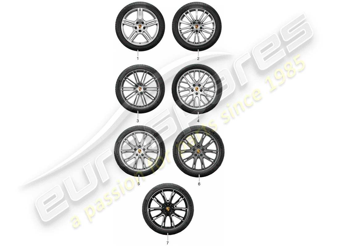 porsche 2013 (tequipment panamera) disco ruota 'alum.' con diagramma delle parti