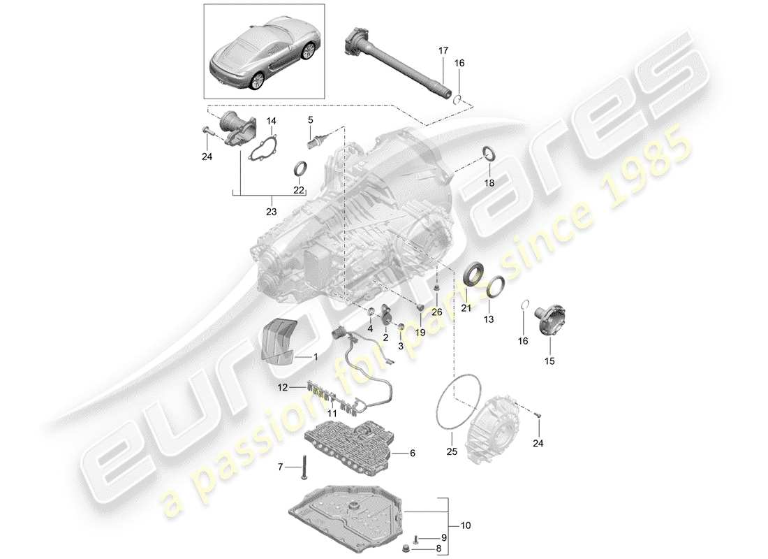porsche 2015 (981 cayman) - pdk - diagramma delle parti
