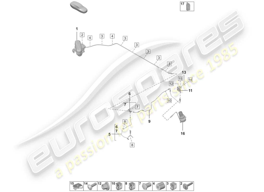 porsche 2019 (992-1) sistema autolivellante diagramma delle parti