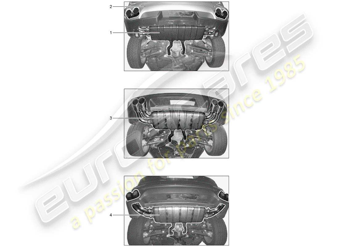 porsche 2004 (tequipment cayenne) impianto di scarico diagramma delle parti