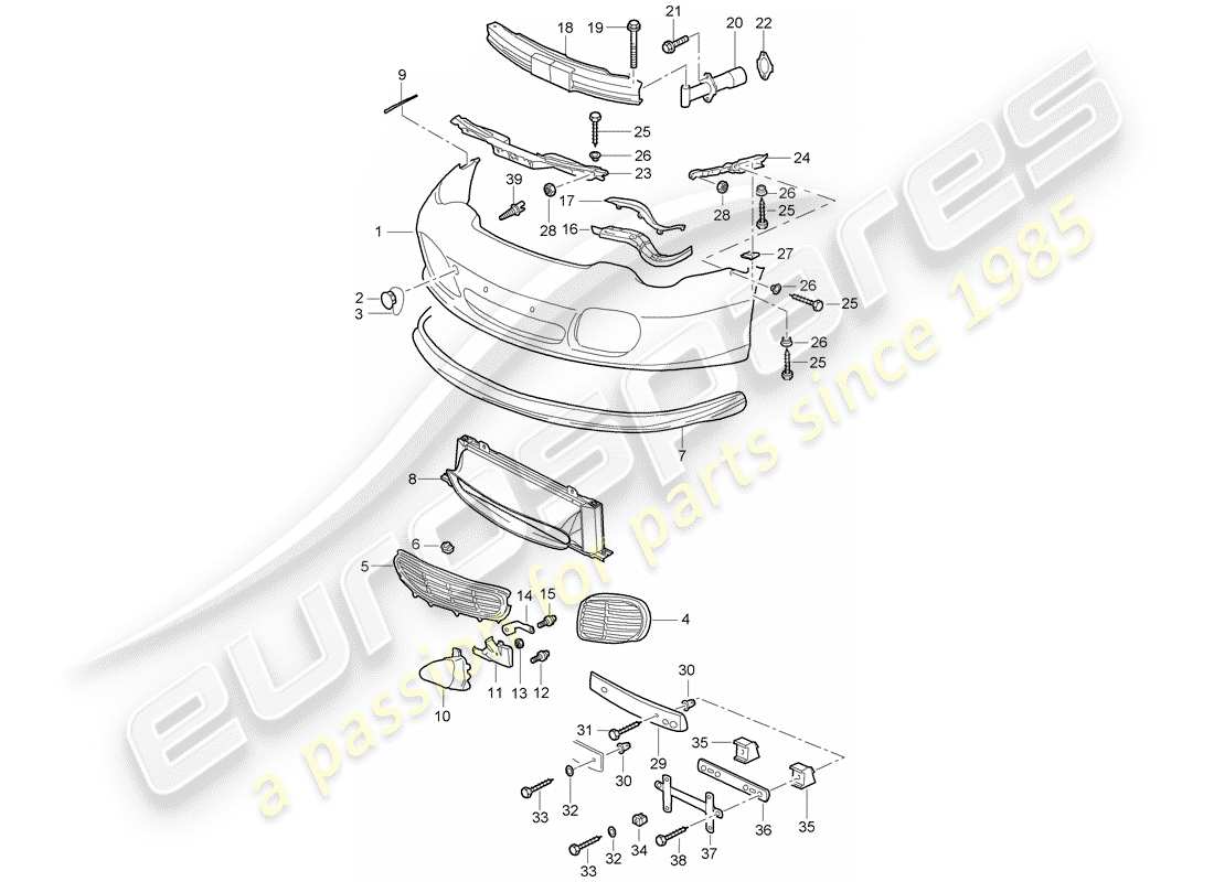 porsche 2000 (996) paraurti diagramma delle parti