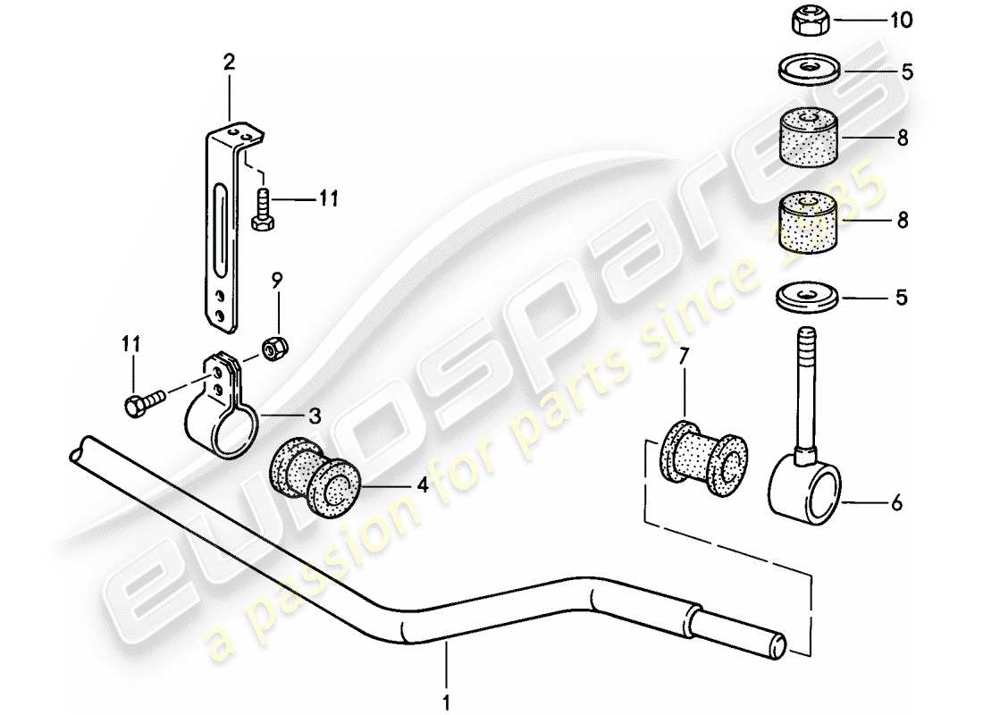 porsche 1986 (944) stabilizzatore diagramma delle parti