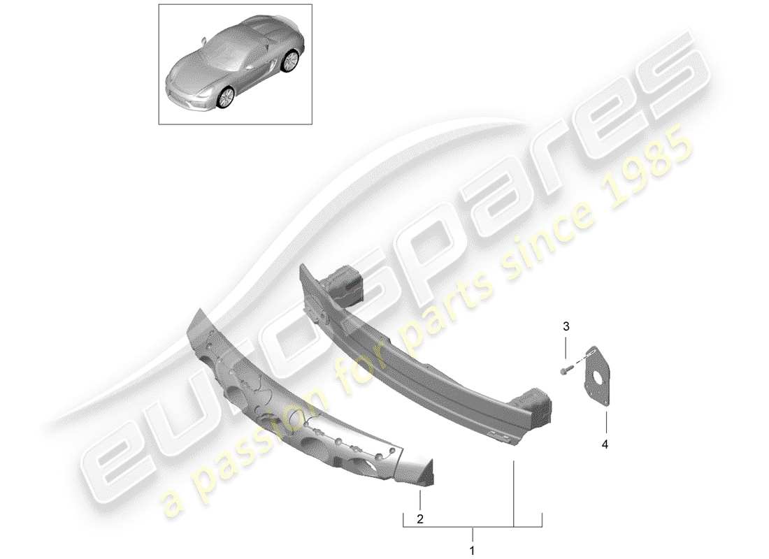 porsche 2016 (981 boxster spyder) staffa paraurti schema delle parti