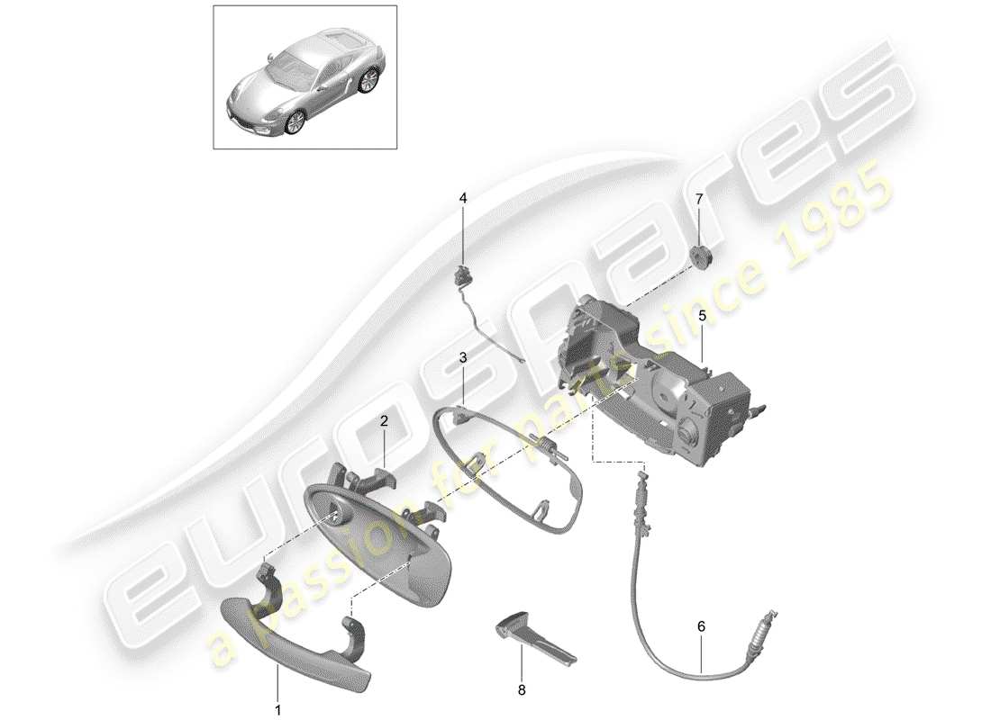 porsche 2015 (981 cayman) diagramma delle parti maniglia della portiera