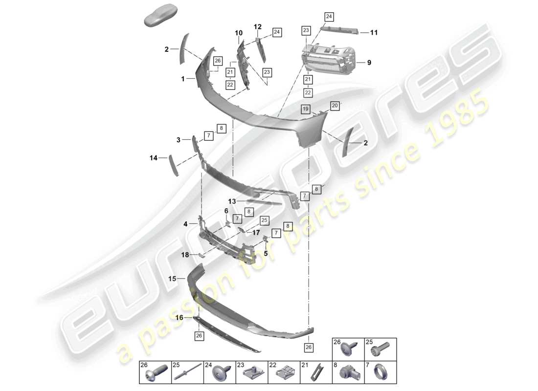 porsche 2019 (992-1) paraurti anteriore 911 dakar diagramma delle parti
