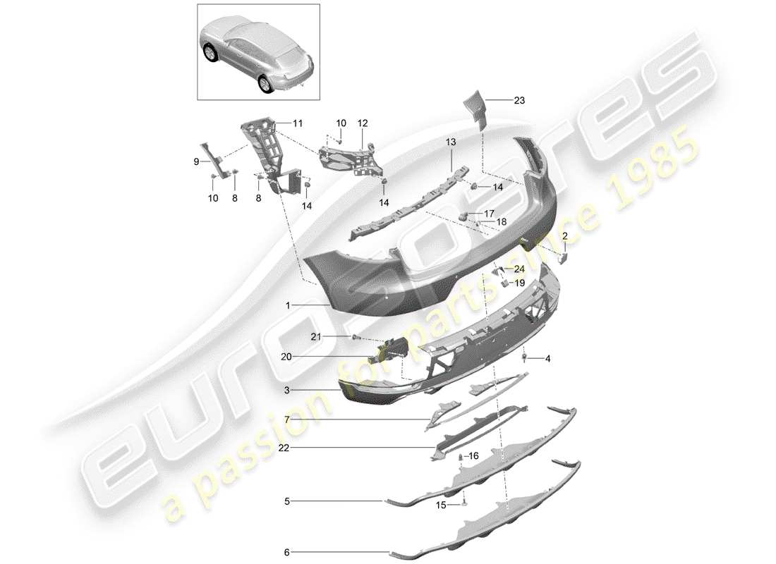 porsche 2015 (macan) paraurti diagramma delle parti