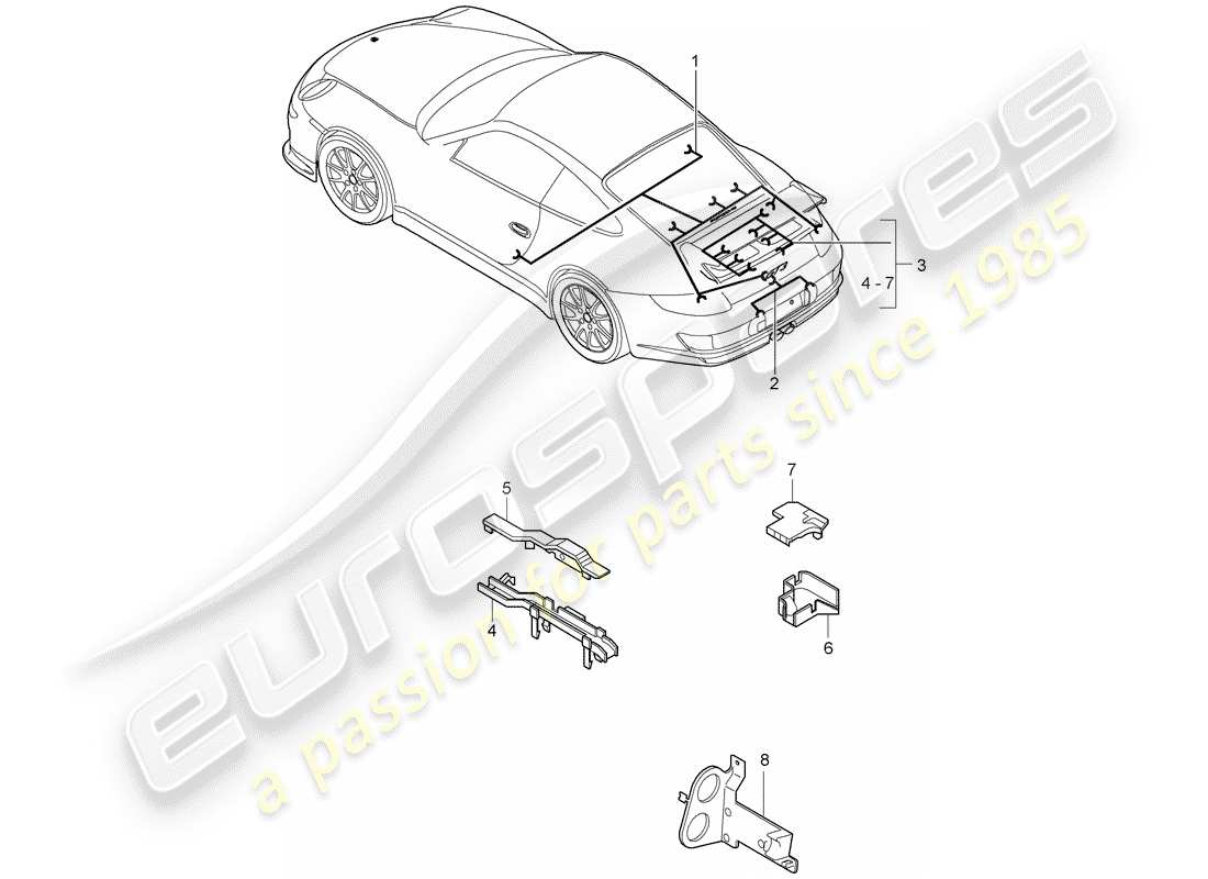 porsche 2007 (997-1 gt3) cablaggi elettrici schema delle parti