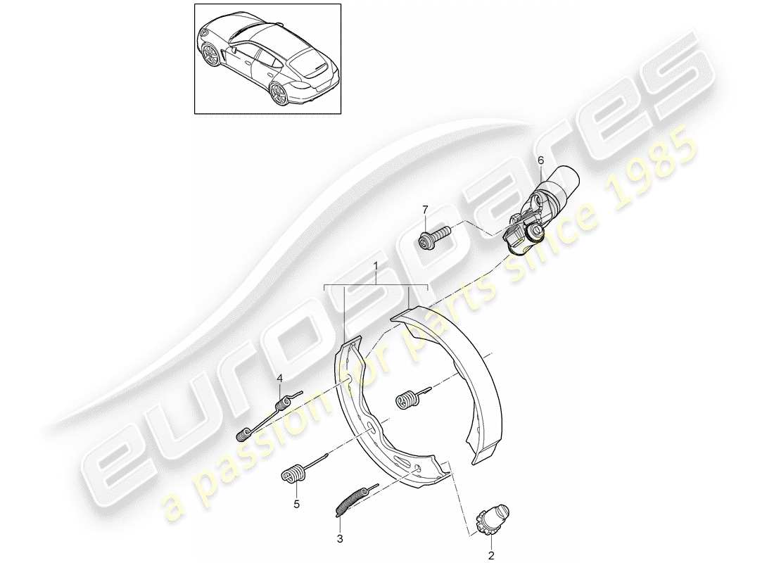 porsche 2013 (panamera 970) schema delle parti del freno di stazionamento