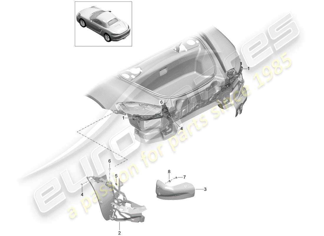 porsche 2017 (718 boxster) fissaggi diagramma delle parti