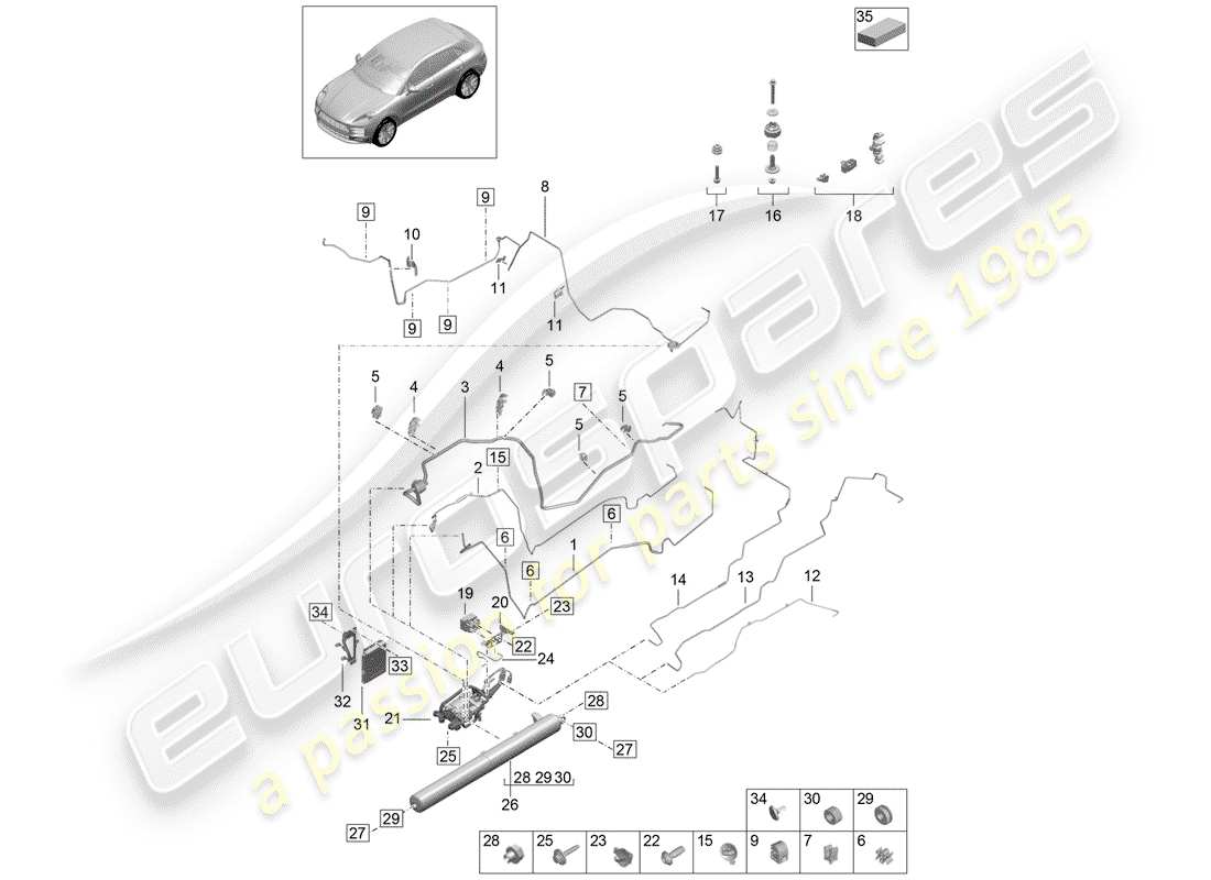 porsche 2019 (macan) sistema autolivellante diagramma delle parti