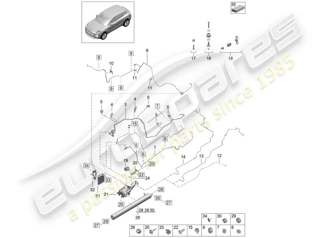 porsche macan (2019) schema delle parti del sistema autolivellante
