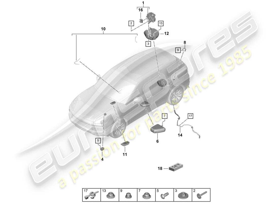 porsche 2019 (cayenne e3 9ya/9yb) diagramma delle parti del compressore