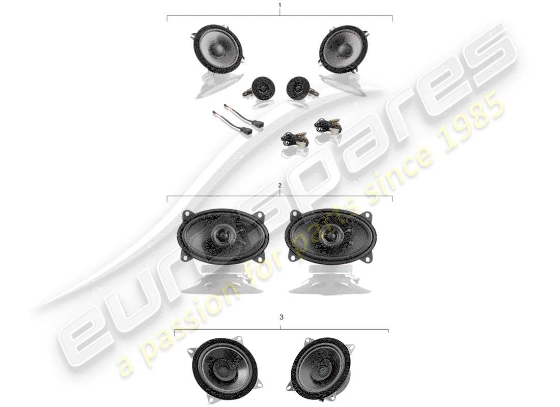 porsche 2012 (accessories) porsche classic - kit altoparlanti - impianto audio schema delle parti