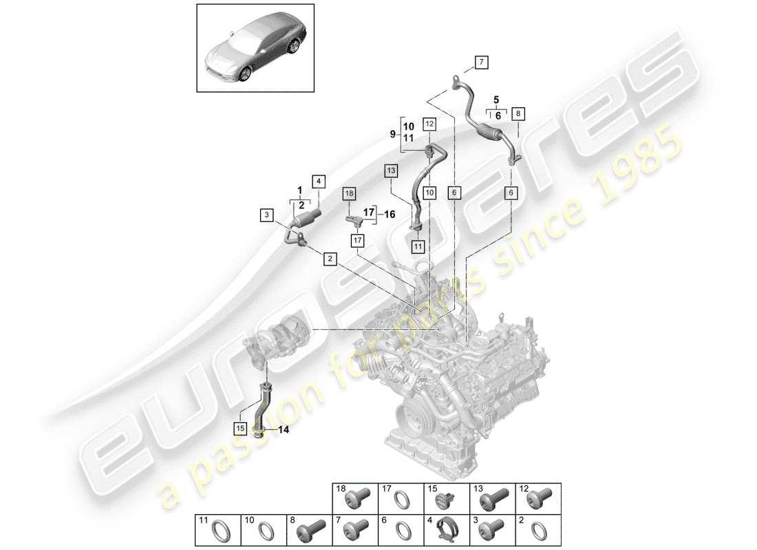porsche 2020 (panamera 971-1) raffreddamento ad acqua per diagramma delle parti