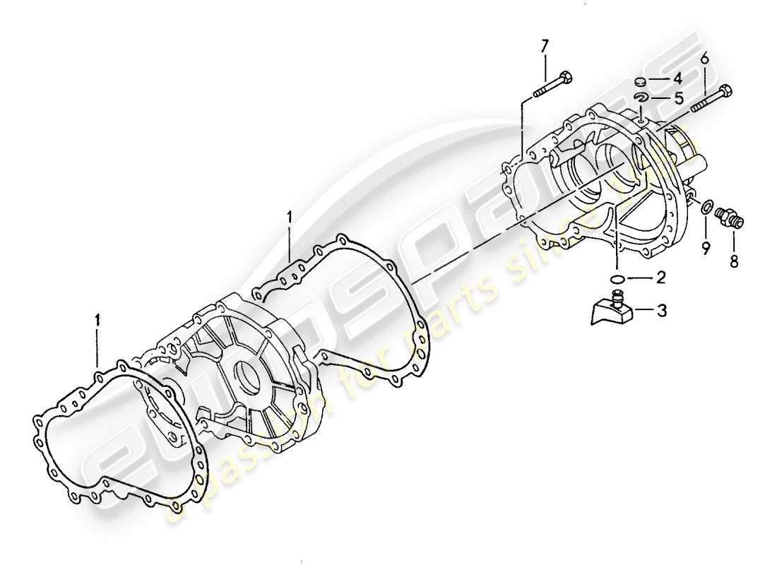 porsche 968 (1995) tiptronic - transmission case part diagram