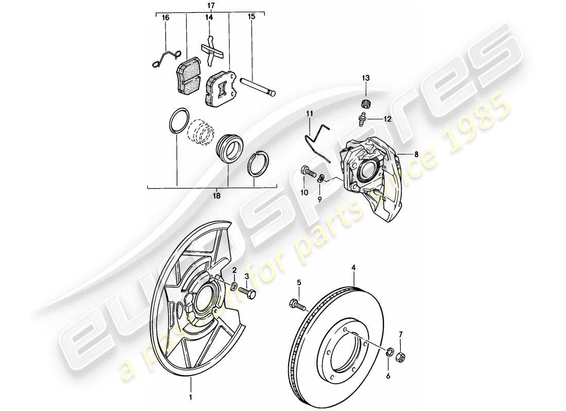 porsche 1978 (924) freni a disco - assale anteriore diagramma delle parti