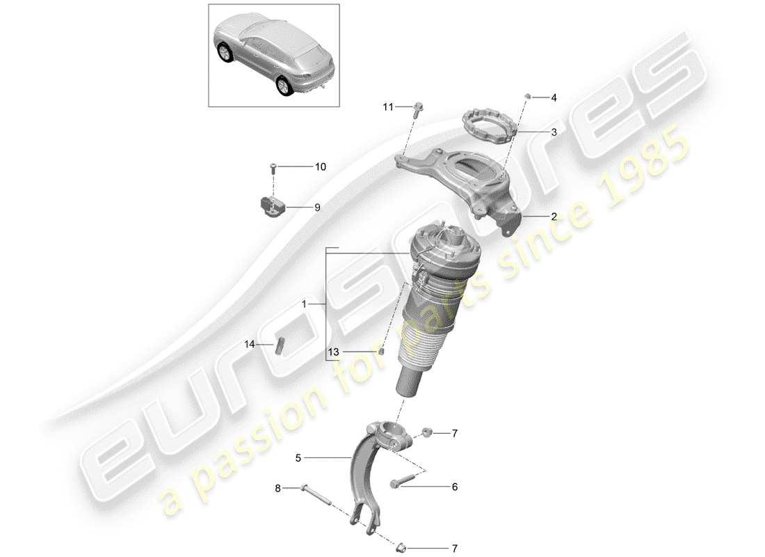 porsche 2014 (macan) molla pneumatica diagramma delle parti