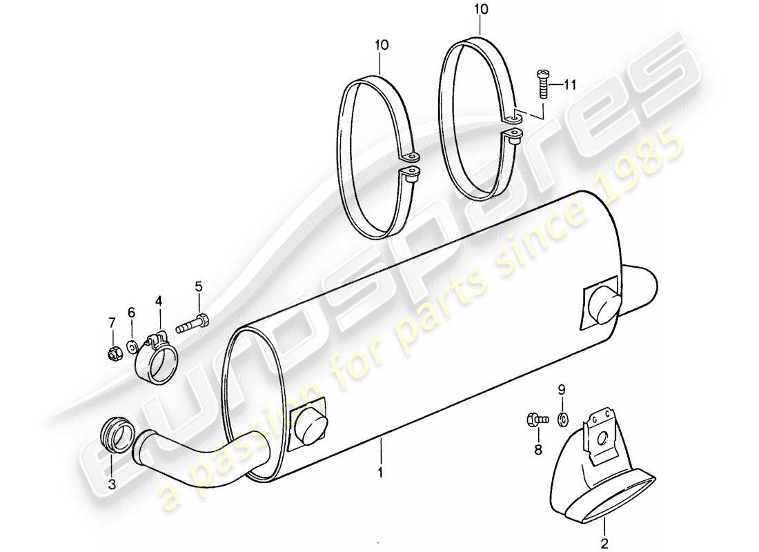 porsche 1988 (959) silenziatore diagramma delle parti