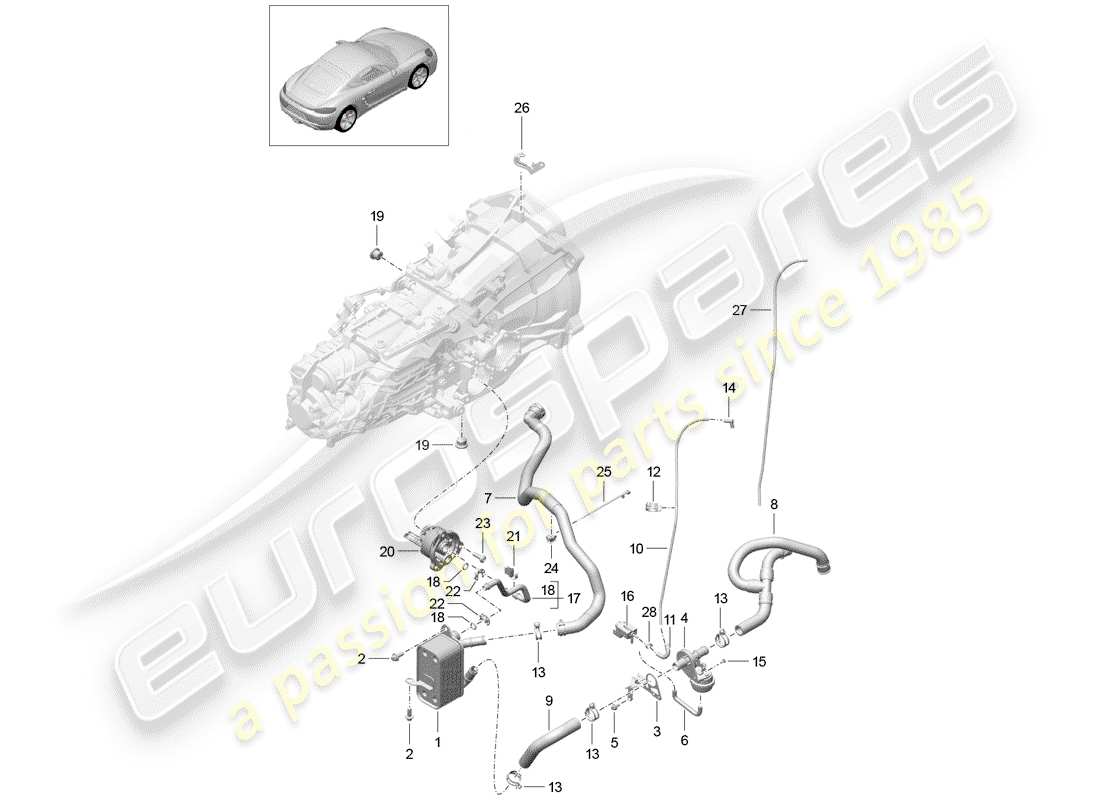 porsche 2017 (718 cayman) cambio manuale diagramma delle parti