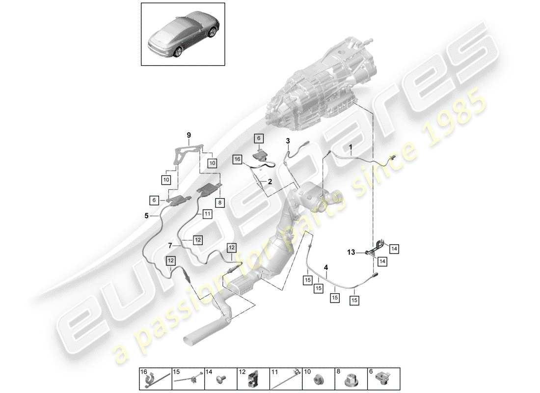 porsche 2018 (panamera 971-1) diagramma delle parti del sistema di scarico