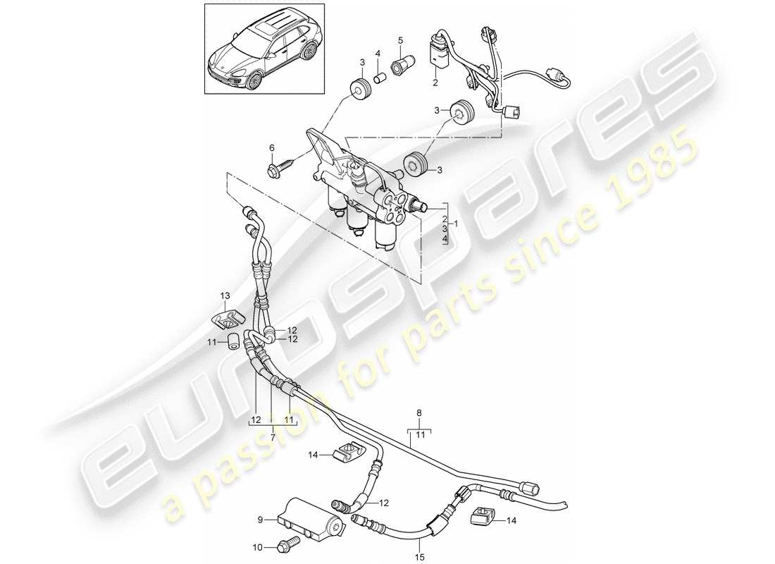 porsche 2014 (cayenne e2 92a) diagramma delle parti stabilizzatore