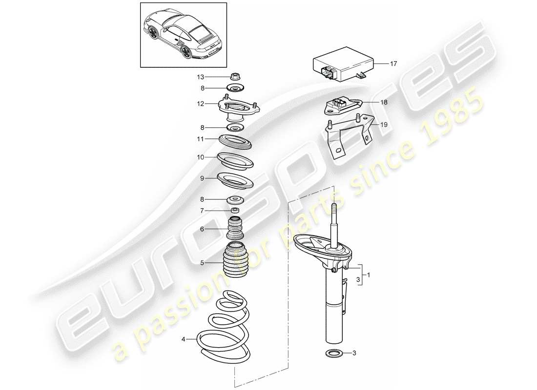 porsche 2012 (997-2 turbo / gt2 rs) sospensione diagramma delle parti