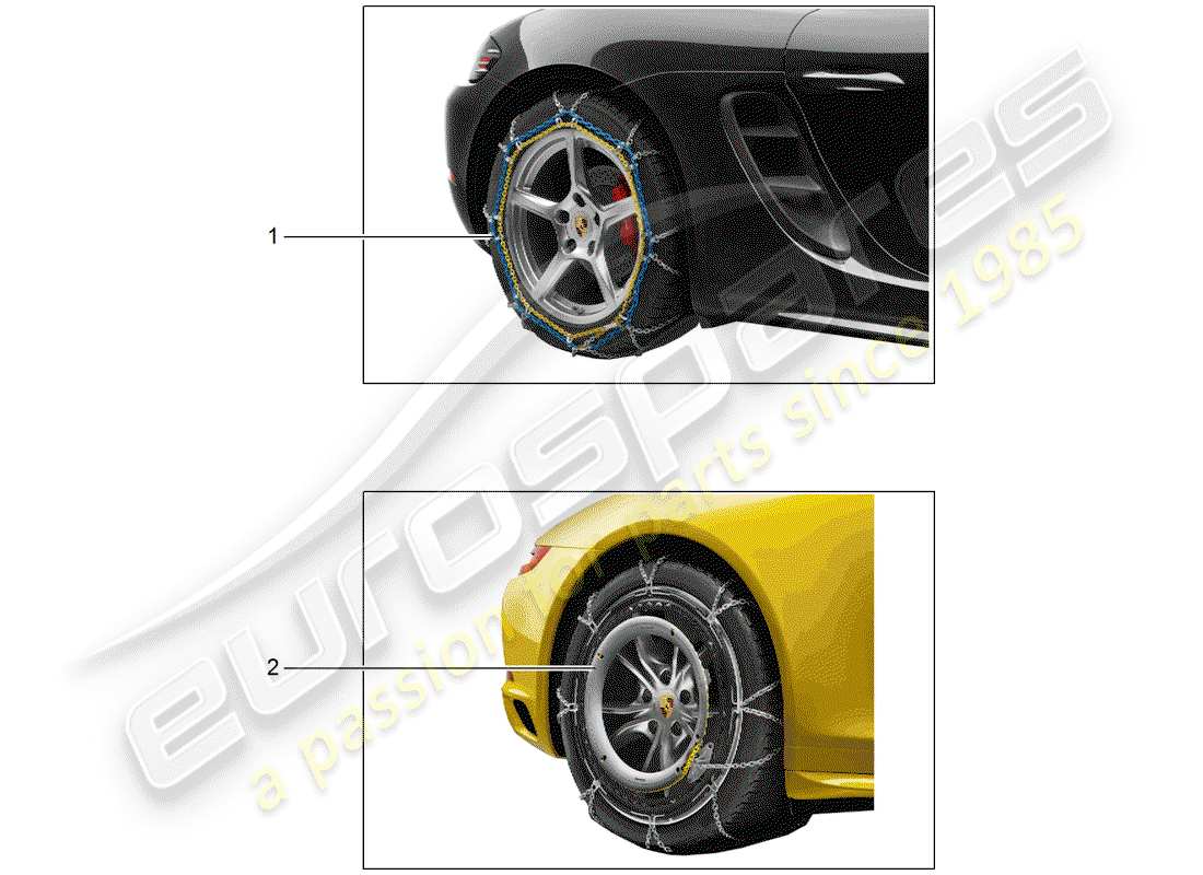 porsche 2017 (tequipment 98x/99x) catene da neve diagramma delle parti