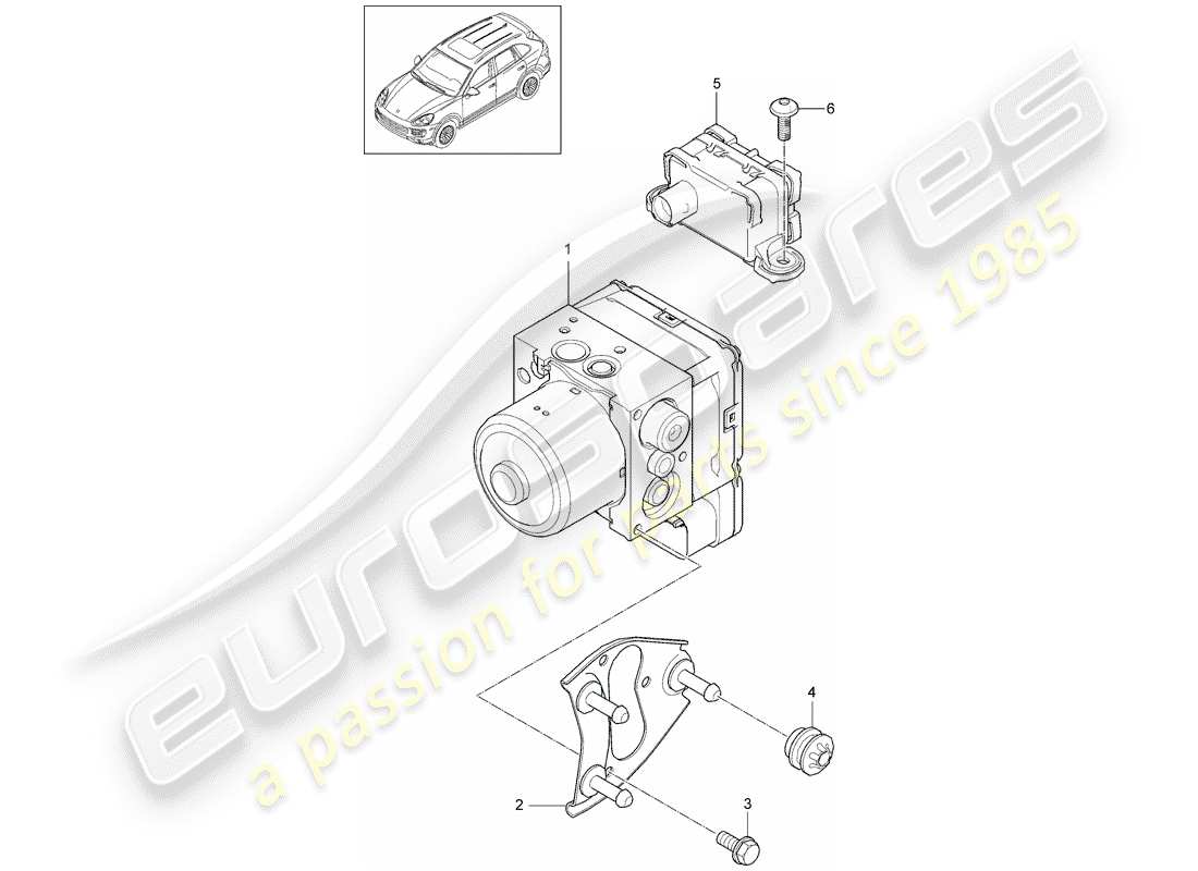 porsche 2013 (cayenne e2 92a) schema delle parti dell'unità idraulica