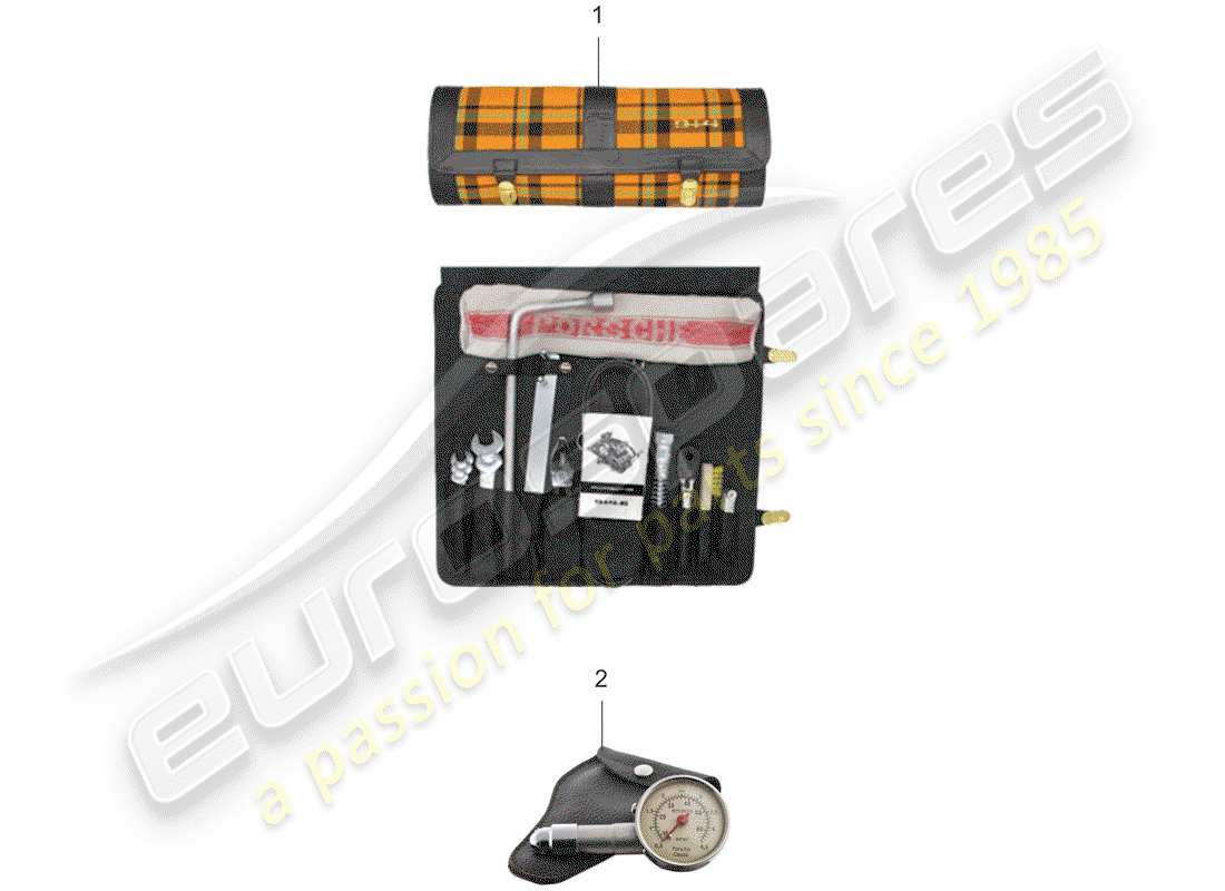 porsche 2007 (accessories) borsa kit attrezzi diagramma delle parti