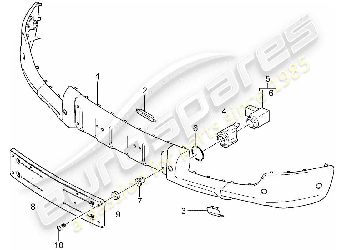 porsche 2004 (cayenne e1 9pa) protezioni paraurti diagramma delle parti