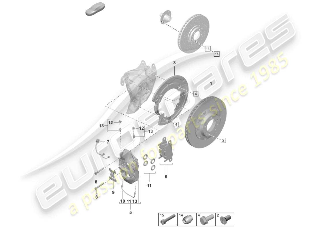 porsche 2019 (992-1) freno a disco assale posteriore rosso/nero diagramma delle parti