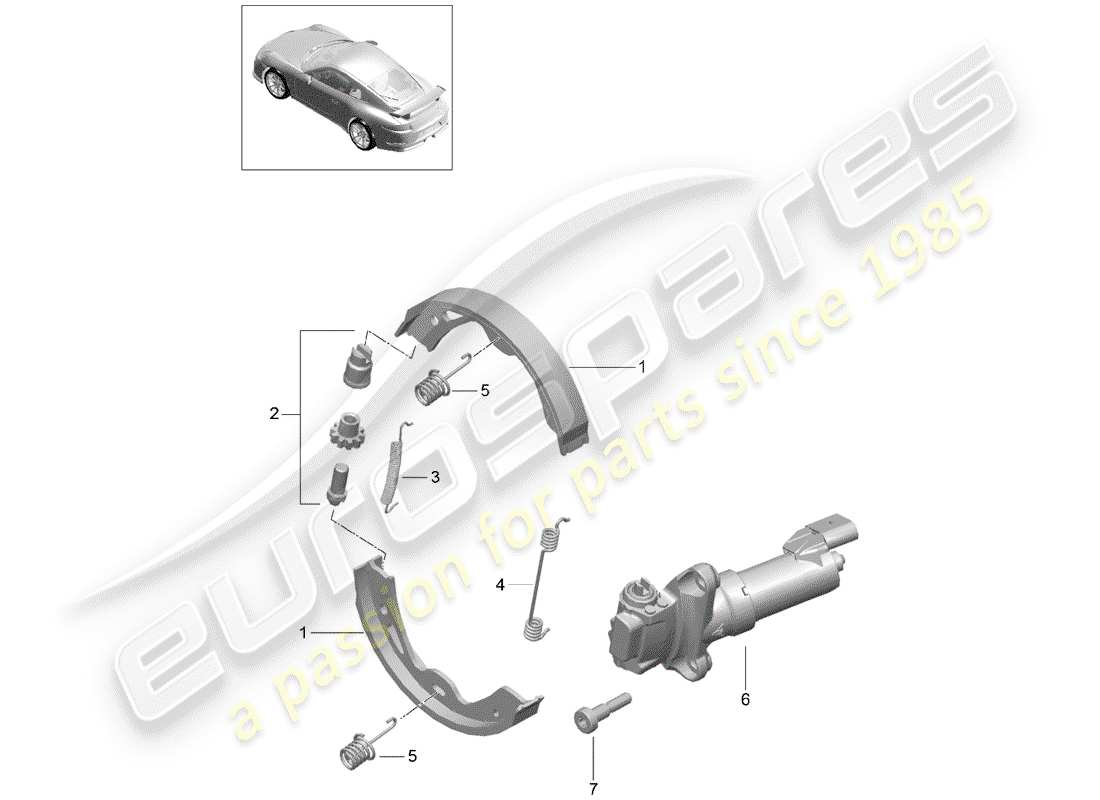 porsche 2015 (991-1 r/gt3/rs) schema delle parti del freno di stazionamento