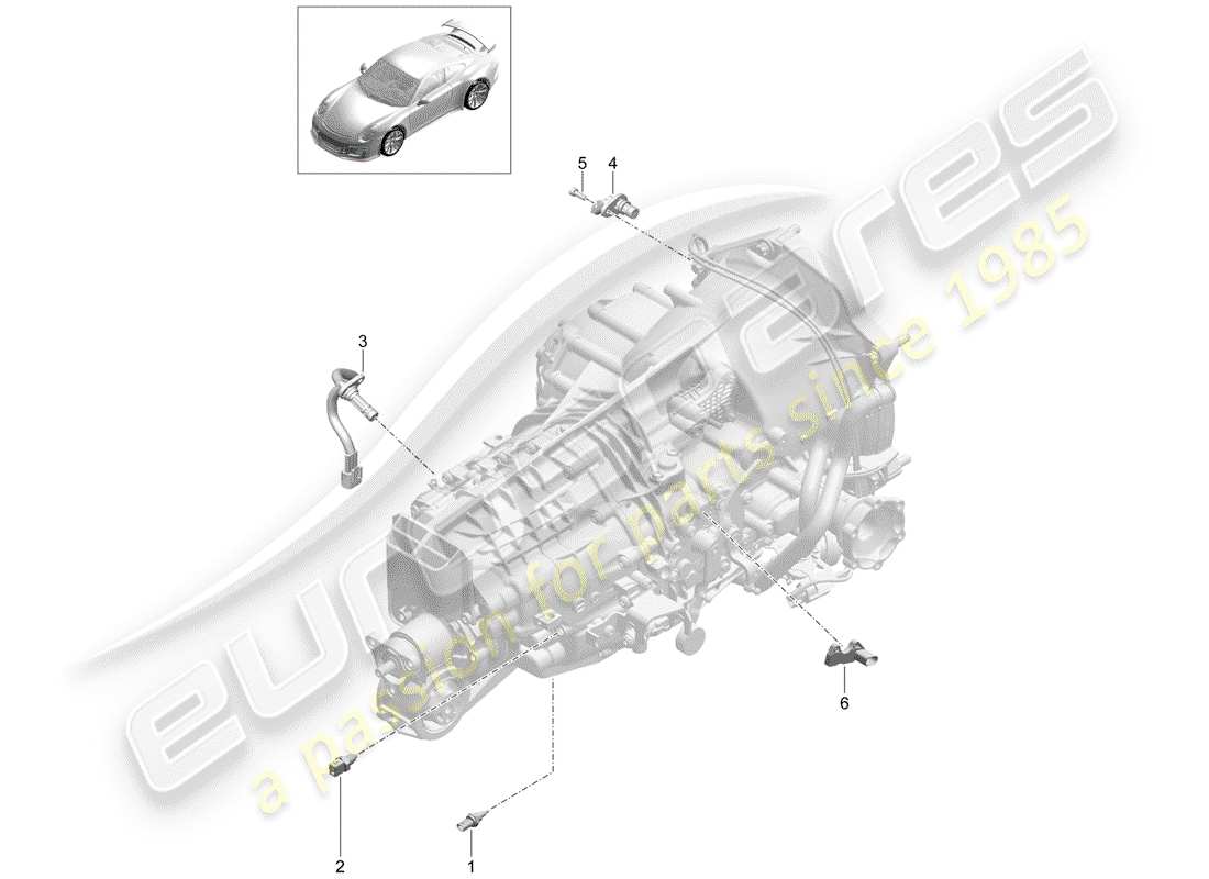 porsche 2019 (991-2 r/gt3/rs) schema delle parti del cambio manuale