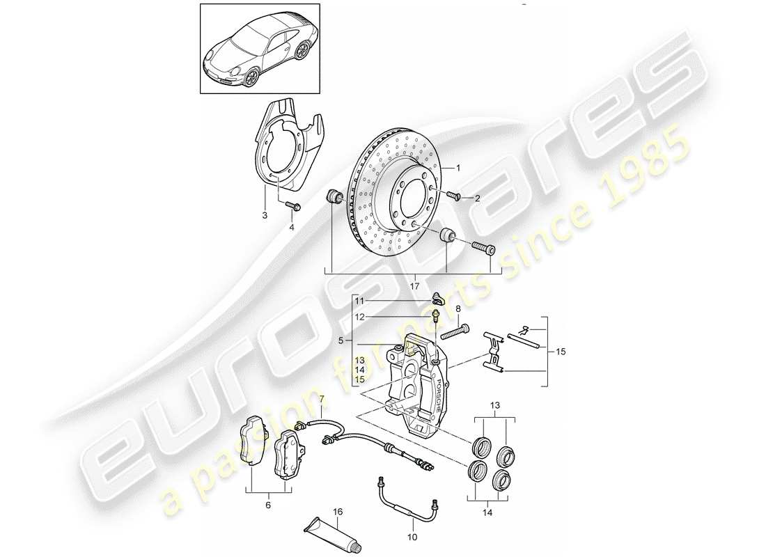 porsche 2010 (997-2) freni a disco diagramma delle parti